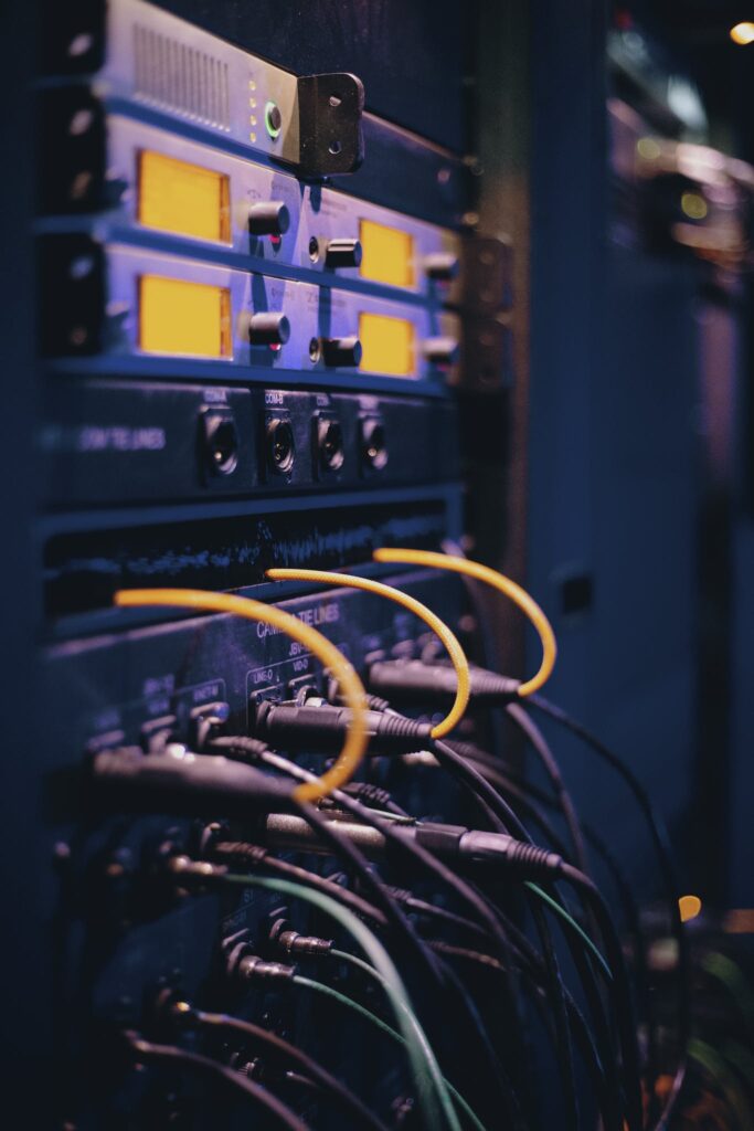 Ethernet Cables Plugged on a Server Rack 